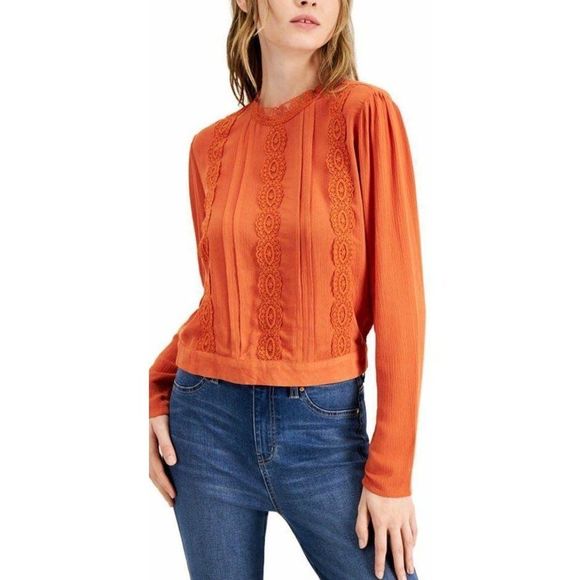 Self Esteem Rust‎ Burnt Orange Lace CottageCore Shirt Sz Medium New - Picture 1 of 8